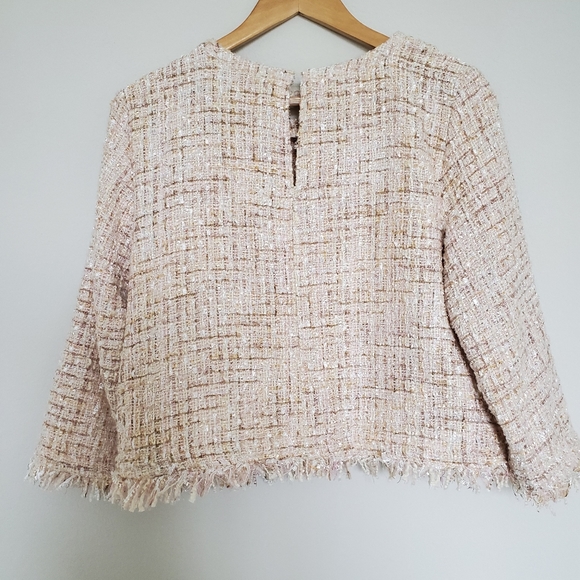 πSOLD πZara Tweed Top with Faux Pearl Details - Picture 11 of 12